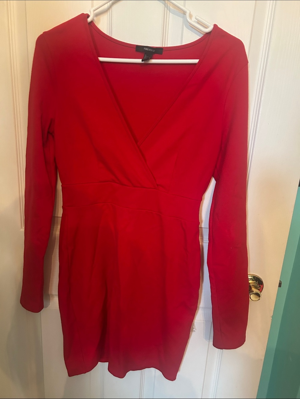 Forever 21 Red Long Sleeve Wrap Dress